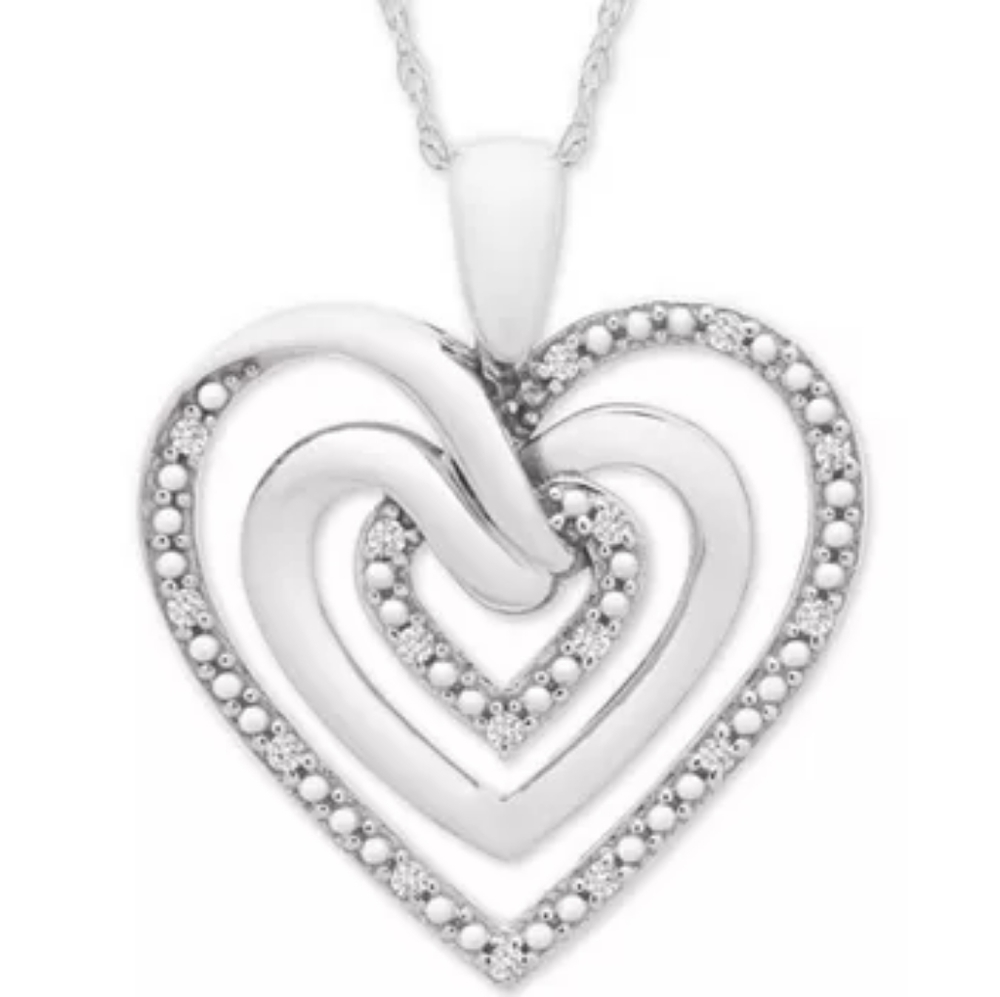 NWT Diamond/Silver Heart Necklace
